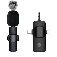 Load image into Gallery viewer, Basix Wireless Lavalier Microphone Audio Recording Mini Replaceable Windproof Wool Microphone for iPhone16 Shoot vlog YouTube
