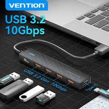 Load image into Gallery viewer, Vention Usb Hub 4 Port ABS Hub USB 3.2 10Gbps for Laptop Multi Splitter Adapter For Xiaomi Macbook PC Computer Accessories
