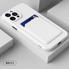 Load image into Gallery viewer, White Soft Wallet Card Holder Phone Case For iPhone 11 12 13 Pro Max Camera Protective Case Wallet Holder Cover Soft Portable Silicone Back Cover Durable Phone Case

