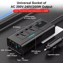 Load image into Gallery viewer, Car 220v Inverter 12 to 220 Voltage Power Converter 200W for 12V Vehicles
