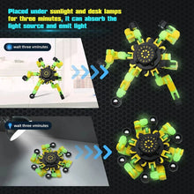 将图片加载到图库查看器，4PCS Glow-in-the-Dark Fidget Spinners – Deformable Robot Sensory Toys for Kids &amp; Adults | Stress Relief Fingertip Gyro Party Favors
