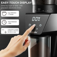 Load image into Gallery viewer, BioloMix Automatic Burr Mill Electric Coffee Grinder with 30 Gears for Espresso American Coffee Pour Over Visual Bean Storage
