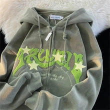 Load image into Gallery viewer, Women’s Y2K Embroidered Zip-Up Hoodie – Fashionable Autumn Long Sleeve Streetwear Top
