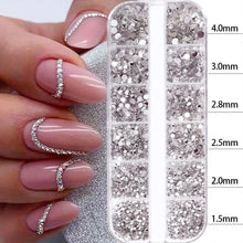 Load image into Gallery viewer, 2400+ Shiny Clear Crystal Nail Rhinestones - Mixed Sizes &amp; Shapes Flatback Gems
