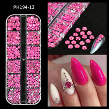 Load image into Gallery viewer, 12 Grids Mixed Nail Rhinestones - SS6-SS30 Flat-Back Glass Gems for Nail Art
