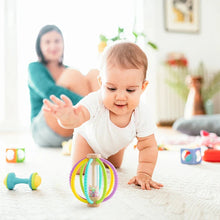 Load image into Gallery viewer, Wooden Rain Drum Baby Rattle Silicone Teether Toy
