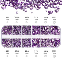 Load image into Gallery viewer, 2400+ Shiny Clear Crystal Nail Rhinestones - Mixed Sizes &amp; Shapes Flatback Gems
