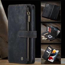 Load image into Gallery viewer, Vintage Card Holder Leather Wallet Case for iPhone 11 12 13 14 Pro Max Mini XR XS Max 8 7 6s Plus SE Storage Pocket Cover Flip Case PU Leather Protective Case With Magnetic Closure
