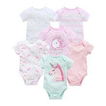 Load image into Gallery viewer, 3/6 PCS Baby Cotton Bodysuits Set Short Sleeve Summer Outfits for Newborn Boys &amp; Girls 0–12 Months
