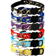 Load image into Gallery viewer, Cat Collar with Bell – Adjustable Star &amp; Moon Pet Necklace

