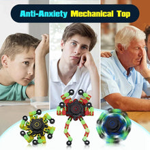 将图片加载到图库查看器，4PCS Glow-in-the-Dark Fidget Spinners – Deformable Robot Sensory Toys for Kids &amp; Adults | Stress Relief Fingertip Gyro Party Favors
