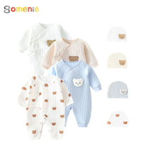 将图片加载到图库查看器，Baby Winter Bodysuit (0–6M) – Thick Cotton Animal Print Onesie for Boys &amp; Girls
