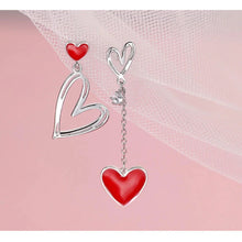Load image into Gallery viewer, Korean Black Heart Dangle Earrings – Asymmetric Love Drop Jewelry
