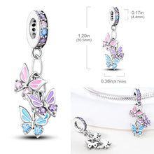 Load image into Gallery viewer, 925 Sterling Silver Pink Butterfly &amp; Luminous Firefly Charm – Dangle Bead for Bracelet or Necklace | Elegant DIY Jewelry Gift for Women
