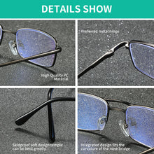 Load image into Gallery viewer, BARCUR Fashion Business Presbyopia Eyeglasses for Men and Women Ultra-Light Double Bar Alloy Rectangular Small Frame Transparent HD Reading Glasses
