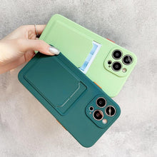 Load image into Gallery viewer, Soft Silicone Phone Case For iPhone 14 13 Pro Max 13 Mini 14Pro Wallet Card Holder Cover Silicone Case for Women Girls Anti-Scratch Soft Lining Protective Case
