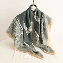Load image into Gallery viewer, 90x90cm Square Silk-Feel Scarf – Luxury Women’s Shawl &amp; Head Wrap
