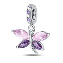 将图片加载到图库查看器，Original 925 Sterling Silver Colorful Butterfly Charms Beads - Fit S925 Bracelet &amp; Necklace, Zircon Accents, Fine DIY Birthday Jewelry Pendant
