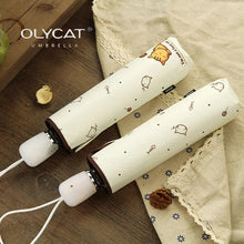 Load image into Gallery viewer, OLYCAT Automatic Umbrella Rain Women Lovely Cat Folding Umbrellas Windproof Black Coating Anti UV Parasol Women's Umbrella Girl
