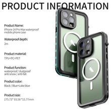 将图片加载到图库查看器，Waterproof Case For iPhone 14 Pro Max 14 Pro iPhone 13 Pro Max Protector Full Body Protective Dustproof Magnetic Phone Case Waterproof 360 Degree All-Round Protection with Built-in Screen Protector Outdoor Transparent  Shockproof Case

