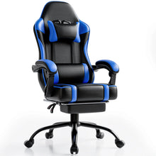 Load image into Gallery viewer, Gaming Chair with Footrest, PU Leather Video Game Chairs for Adults, Reclining Gamer Chair Office Desk Chair
