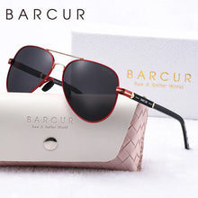 Load image into Gallery viewer, BARCUR Oversize Polarized Sunglasses for Women Trendy Double Beam Design Metal Elliptical Frame with UV400 Protection Fashionable Sun Glasses for Summer Outdoor &amp; Daily Wear
