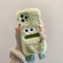 Load image into Gallery viewer, 3D Cute Hairy Fluffy Fur Plush Winter Warm Phone Case For iPhone 14 13 12 11 Pro Max Plus Soft Cartoon Back Cover  Cute Fuzzy Furry Case Fashion Luxury Case
