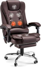 Load image into Gallery viewer, Office Chair with 7 Point Vibrating Massage&amp;Heat Functions, Ergonomic Recliner Chair w/Footrest PU Leather Wide Computer Desk Ch
