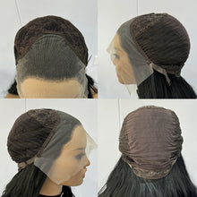 将图片加载到图库查看器，Short Wavy Black Curly Bob Wigs for Women Synthetic Free Part Shoulder Length Short Body Wave Glueless 13X4 Lace Front wigs
