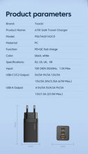 Load image into Gallery viewer, Toocki 67W GaN Charger Quick Charge 4.0 PD3.0 Fast Charging Type C Charger for Macook iPhone 14 13 12 Pro Max Samsung S23 Xiaomi
