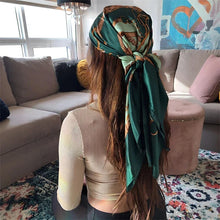 Load image into Gallery viewer, Satin Square Scarf – Elegant 2025 Print Hijab, Shawl &amp; Hair Wrap
