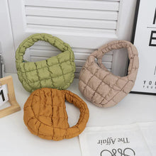 Load image into Gallery viewer, Fashion Mini Puffer Tote Bag Quilted Circle Phone Purse Elegant Purple Soft Nylon Padded Key Pouch Simple Trend Handbag
