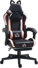 Load image into Gallery viewer, Gaming Chair with Cat Ears, Reclining Faux Leather Computer Chair with Footrest, Lumbar Support and Headrest, Height Adjustable
