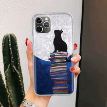 将图片加载到图库查看器，Black Cat Cartoon Cute For Iphone 11 13 14 Pro Max 12 Mini Phone Case X Xs Xr 6 6s 8 7 Plus Se 5 5s Cover Cute Funny Aesthetic Cat Design Pattern Silicone Soft Phone Case
