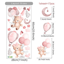 将图片加载到图库查看器，Pink Cartoon Bear Wall Stickers for Kids &amp; Nursery Room Decor
