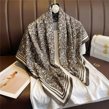 Load image into Gallery viewer, 90x90cm Square Silk-Feel Scarf – Luxury Women’s Shawl &amp; Head Wrap
