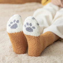 Load image into Gallery viewer, Women Winter Warm Fluffy Socks Cute Animal Claw Cat Paw Footprint Fuzzy Socks Female Thick Coral Fleece Home Floor Sleep Socks
