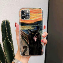将图片加载到图库查看器，Black Cat Cartoon Cute For Iphone 11 13 14 Pro Max 12 Mini Phone Case X Xs Xr 6 6s 8 7 Plus Se 5 5s Cover Cute Funny Aesthetic Cat Design Pattern Silicone Soft Phone Case
