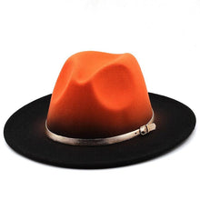 Load image into Gallery viewer, Two Colors Spray Painted Wool Jazz Hat  Fedora Unisex Color Autumn Winter Retro Hat Two Tone Dress Hat 56-58CM
