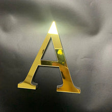 Load image into Gallery viewer, Gold Mirror 3D Letter Wall Stickers – Acrylic Peel &amp; Stick Decor
