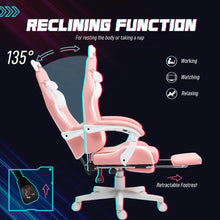 Load image into Gallery viewer, Gaming Chair with Cat Ears, Reclining Faux Leather Computer Chair with Footrest, Lumbar Support and Headrest, Height Adjustable
