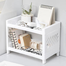 Load image into Gallery viewer, PP Desktop Double Layer Storage Rack – White Organizer for Desk
