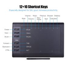Load image into Gallery viewer, 10x6 Inch Professional Graphics Drawing Tablet 12 Express Keys with for Windows Mac for Painting Designing Online Course
