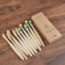 Load image into Gallery viewer, 10Pcs Colorful Toothbrush Natural Bamboo Tooth Brush Sets Soft Bristle Charcoal Teeth Eco Bamboo Toothbrushes Dental Oral Care
