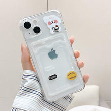 Load image into Gallery viewer, Transparent Cute Heart Pattern Phone Cases For iPhone 13 14 Pro Max Simple Luxurious Love Gradient Silicon Wallet Cover Card Holder Shockproof Bumper Protective Cover
