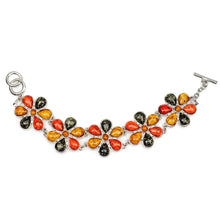 将图片加载到图库查看器，Fashion Hot Beautiful Flower Baltic Created Honey Multicolor Link Women's Wedding Bangle Bracelet L80401
