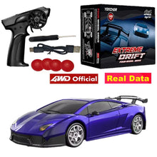 Load image into Gallery viewer, 4WD RC Drift Racing Car - 1/43 Mini High-Speed Electric Car with Gyroscope, Realistic Lights, Remote Control Toy for Kids &amp; Adults
