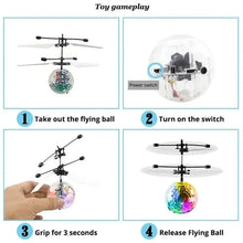 Load image into Gallery viewer, Colorful LED Sensing Flying Ball – Gesture Controlled RC Crystal Ball Toy
