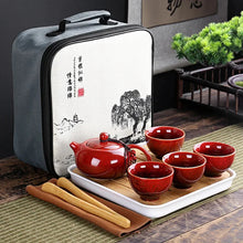 Load image into Gallery viewer, Portable Chinese Kung Fu Travel Tea Set with Carrying Bag &amp; Gaiwan
