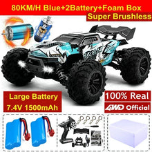 Load image into Gallery viewer, 4WD RC Off-Road Car - 1:16 High-Speed Brushless Truck, 50-80KM/H, 4x4 Drift Racing Toy for Kids &amp; Adults
